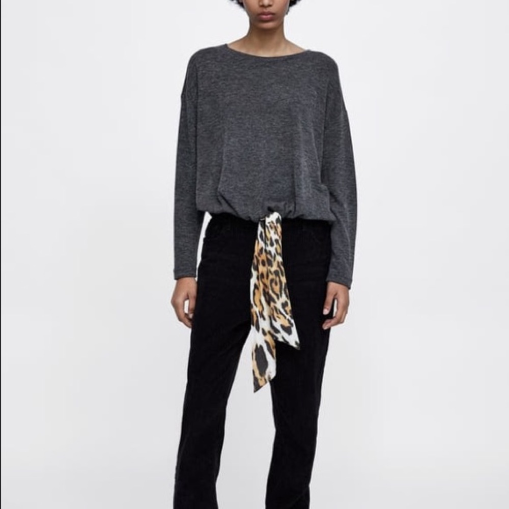 ZARA LONG SLEEVE TOP WITH ANIMAL KNOT DETAIL BRAND NEW WITH TAGS